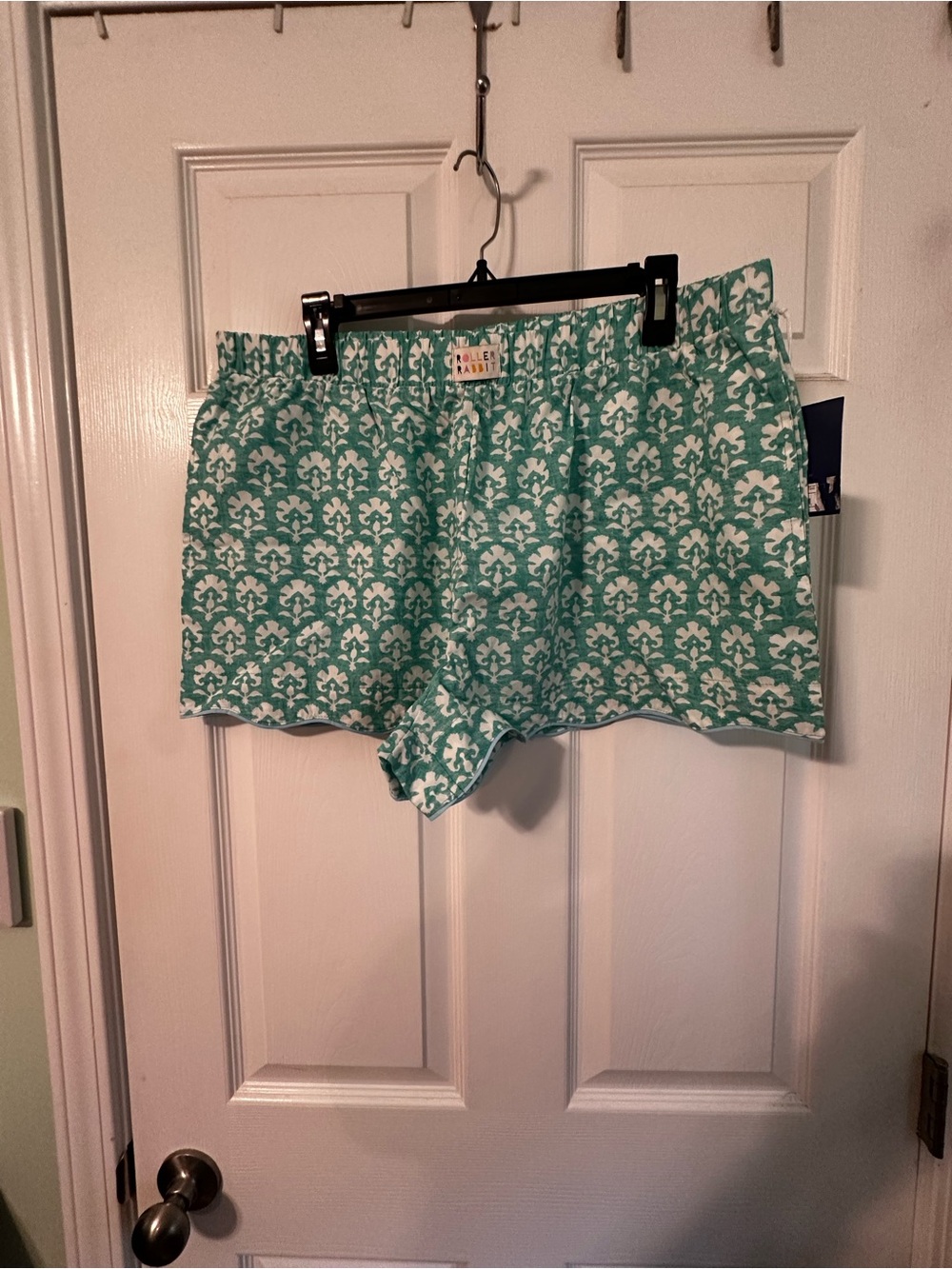 Roller Rabbit Teal and White Printed Lounge Shorts